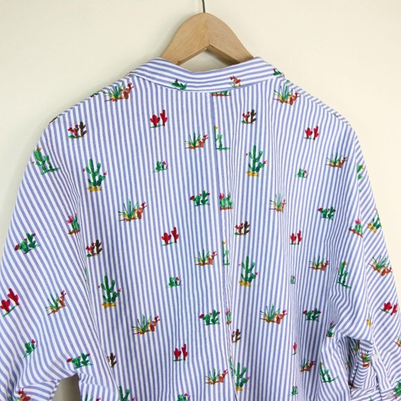 ZARA Cactus Button Up Striped Oversized Shirt - Picture 9 of 12